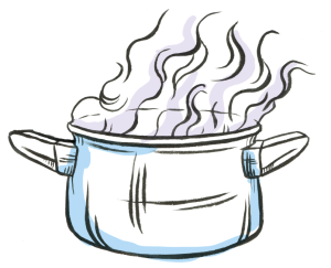 boiling coconut flesh