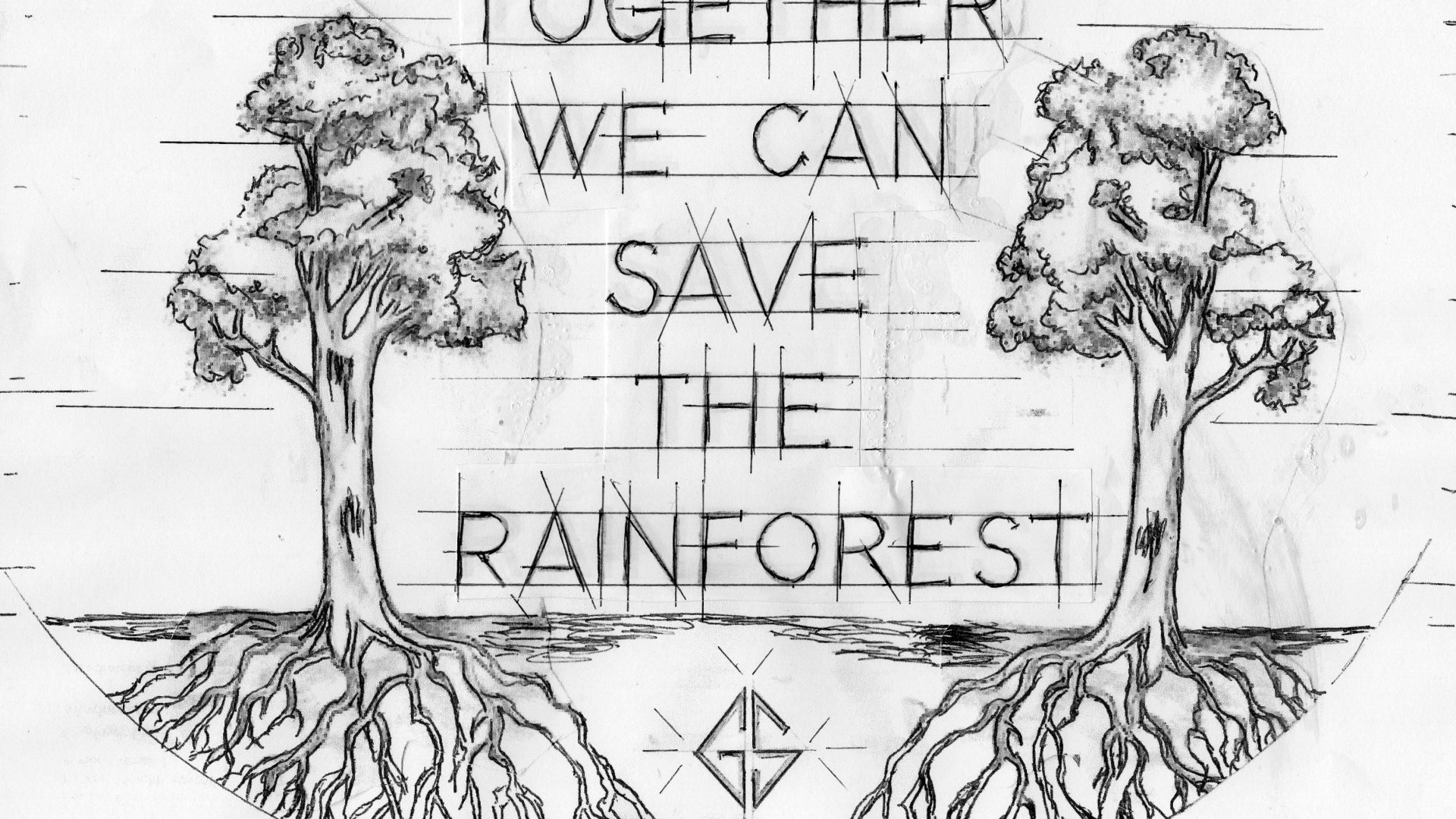 Mico pin engraving. Reads: TOGETHER WE CAN SAVE THE RAINFOREST
