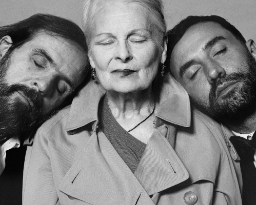 Andreas Kronthaler, Vivienne Westwood and Riccardo Tisci posed with eyes shut