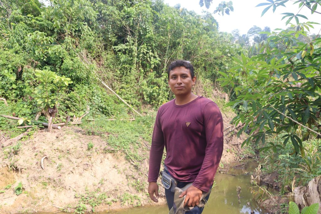Felix, consultant for fish farmer project in Awajún community. Amazon Rainforest