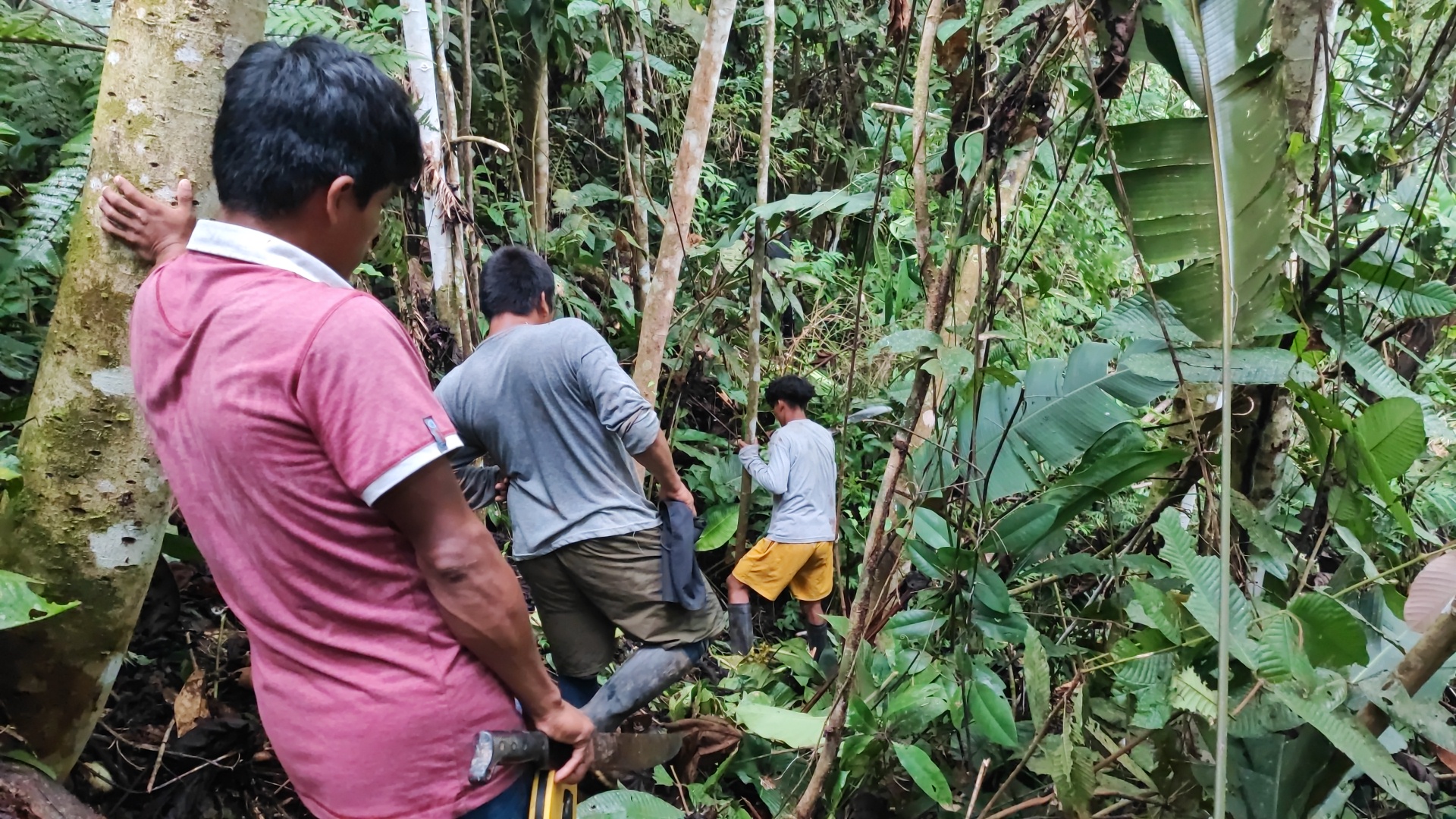 Members of Tsutsum marking the path for the water system