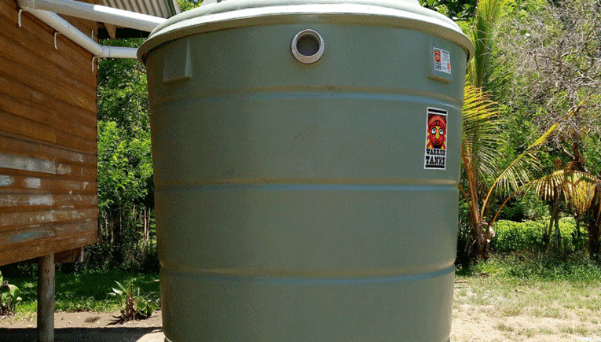 A water tank in the New Guinea rainforest.