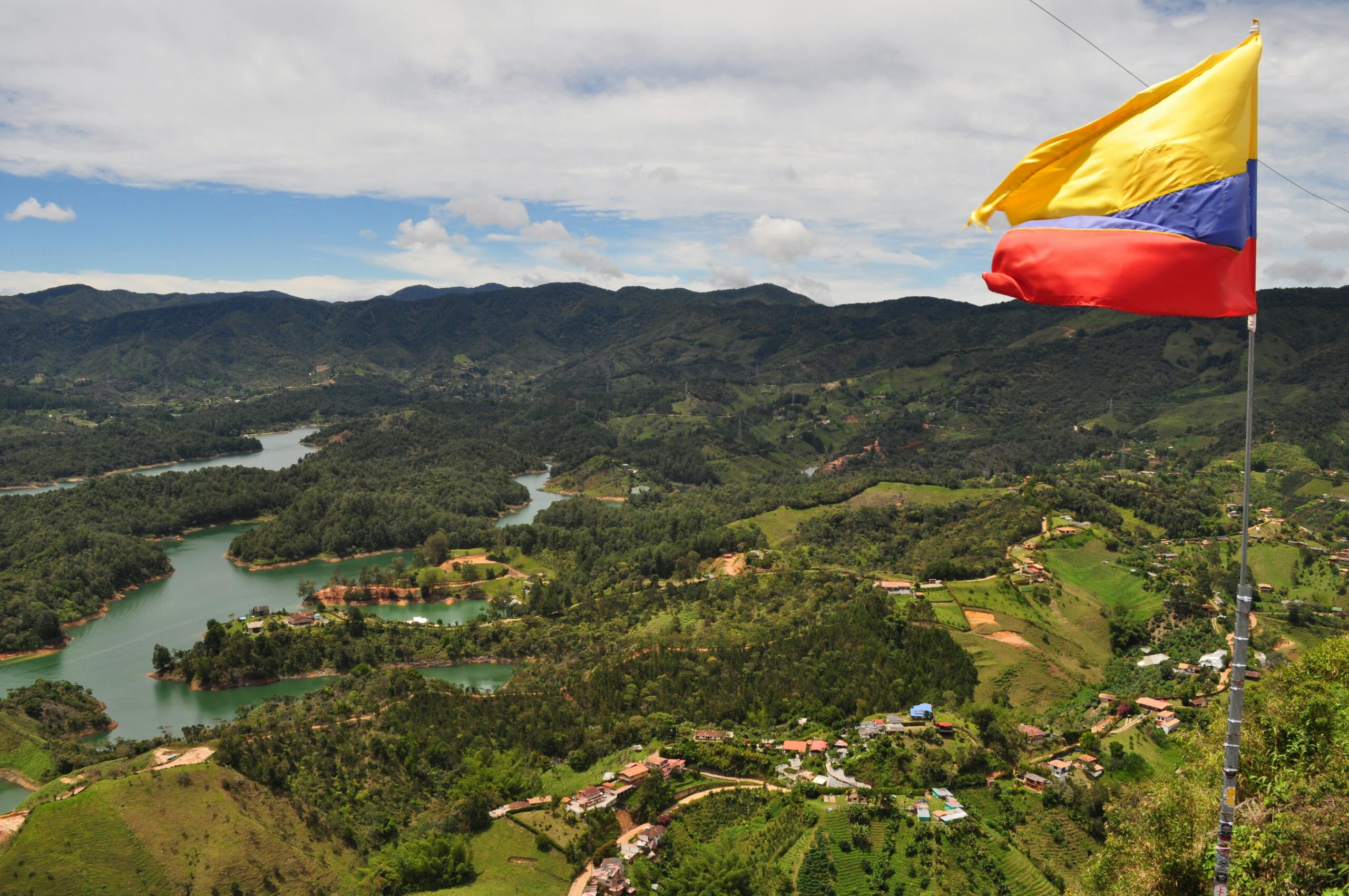 Colombia flag on pole by Tom Fournier