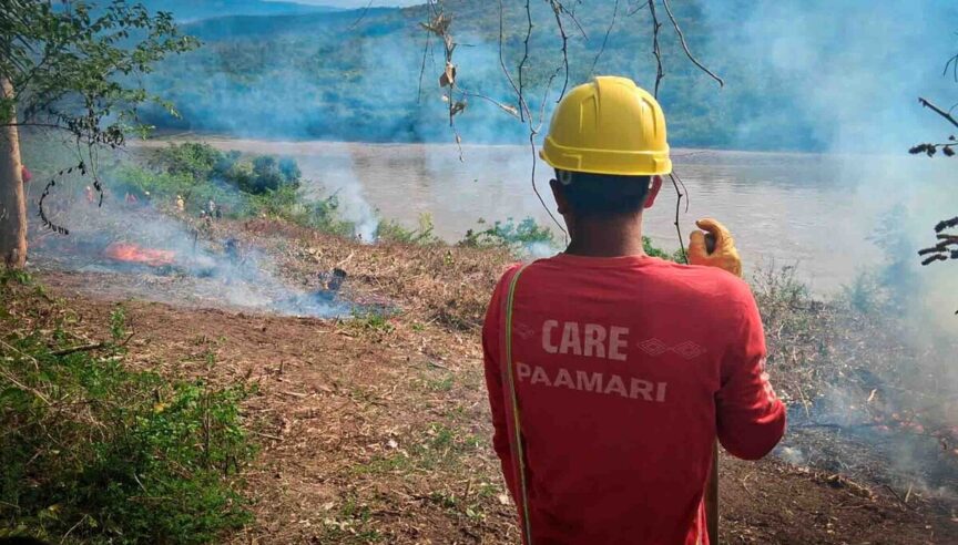 PAAMARI member controlling fire during an active wildfire.